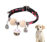 Keyubria Cat Collar | Kitten Bell Cedar-Bead Cat Collar | Aesthetic Animals Necklace with Adjustable Buckle for Walking Travel Living Room Small Medium Large Breeds