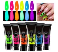 Keyubria Gel Nail Color Kit, Glow in the Dark Gel Nail, 6 Colors Glitter Long Lasting Fast Drying Extension Glue Salon Art Manicure for Women