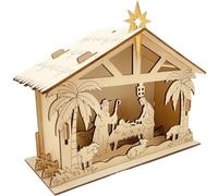 Keyubria LED Nativity Scene Wooden Ornaments and Pendants for Wall, Window, Christmas Tree
