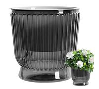 Keyubria Selfwatering Pots Indoor, 16.5cm Clear Plastik Flower Pots With Drainage Hole and Deep Reservoir, Modern Decorative planter for Orchid, African Violet, Rose, Tulips