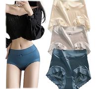 KEYULI Premium Satin Ice Silk Moisture-Absorbing Panties, Vicsecrets Panties, Leakproof Panties for Women, Underwear (3pcs-A,Medium)