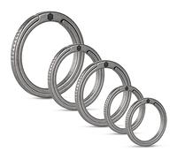 KeyUnity KA12 Titanium Key Ring Set, 3-Piece, 33/25/17.5 mm Split Ring with Side Print, Easy Access to Keys, Carabiners, Torches, ID Tag (1L + 2M + 2S)