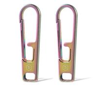 KeyUnity KA54 Zipper Pull Tab Replacement - Detachable Metal Extender,Titanium, Rust-Proof, Universal Replacement for Backpacks,Jackets,Luggage & EDC(Rainbow,2 Pack)