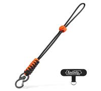 KeyUnity KC01 Braided Paracord Carabiner with Cord Lock, Keychain Phone Camera Bag Wrist Hand Strap for Daily & Outdoor(Orange black)