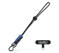 KeyUnity KC01 Braided Paracord Carabiner with Cord Lock, Keychain Phone Camera Bag Wrist Hand Strap for Daily & Outdoor(Black Blue)