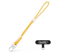 KeyUnity KC01 Braided Paracord Carabiner with Cord Lock, Keychain Phone Camera Bag Wrist Hand Strap for Daily & Outdoor(Yellow White)
