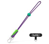 KeyUnity KC01 Braided Paracord Carabiner with Cord Lock, Keychain Phone Camera Bag Wrist Hand Strap for Daily & Outdoor(Purple Green)