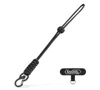 KeyUnity KC01 Braided Paracord Carabiner with Cord Lock, Keychain Phone Camera Bag Wrist Hand Strap for Daily & Outdoor(Black)