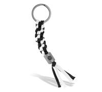 KeyUnity KC02 Keychain Carabiner with Metal Key Rings and Paracord Lanyard Bead,Heavy Duty Lanyard Key Chain for Car Keys, Backpack,Tools,Men,Women (Black & White)