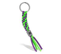 KeyUnity KC02 Keychain Carabiner with Metal Key Rings and Paracord Lanyard Bead,Heavy Duty Lanyard Key Chain for Car Keys, Backpack,Tools,Men,Women (Green & Purple)