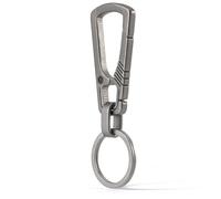 KeyUnity KM04 Titanium Carabiner Keyring Clip, Quick Release with Key Ring, EDC Removable Carabiner Hook for Car Keys, Backpack, Camping, Travel (Sandblasted)