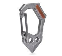 KeyUnity Titanium EDC Multifunctional Carabiner Key Ring EDC 7 in 1 Multi-Tool Allen Key Screwdriver Can Opener Screwdriver Silver (KU02)