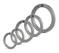 KeyUnity Titanium Flat Key Rings, 33/25/17.5mm Side Pushing Split Ring for Key Carabiner Flashlight Dog ID Collar Tag(1L+2M+2S)