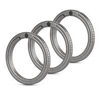 KeyUnity Titanium Flat Key Rings, 33/25/17.5mm Side Pushing Split Ring for Key Carabiner Flashlight Dog ID Collar Tag(3L)