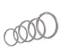 KeyUnity Titanium Key Ring Set of 5, 33/25/17.5 mm Split Ring with Side Print, Easy Access to Keys, Carabiners, Torches, ID Tag,KA20 (1L+2M+2S)