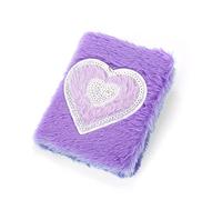 KEYVOR Notebook Sequin Heart Mini Notebook Student Fluffy Hardcover Student Diary Plan Girl Gift Stationery Notebook A5 (Size : Purple hear)