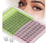 KEYYOU LASH Fairy Lash Clusters Manga Eyelash Extensions D Curl 144Pcs False Eyelashes Wispy Natural Invisible Band Eyelashes with Waterproof DIY Eyelash Extensions at Home (Venus-D-8-16MIX)