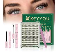 KEYYOULASH Cluster Lashes Kit 280Pcs Wispy Lash Extension Kit 30D40D D Curl 9-16MIX Fluffy Cluster Lashes with Glue Remover Applicator Easy to Use for Beginners(Kit-30D40D-D-9-16MIX)