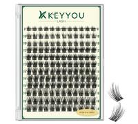 KEYYOULASH Cluster Lashes Natural Wispy Lash Clusters D Curl 144pcs Thin Band Eyelash Clusters Fluffy Individual Eyelashes for Beginner DIY at Home(KY06,D-8-16MIX)