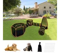 Keyzone Outdoor Cat Enclosures for Indoor Cats, 6-in-1 Portable Cat Playhouse (Outdoor Cat Tent and Circle Cat Tunnel) for Cats and Small Animals, Indoor Playpen with Carry Bag (6-in-1 set)