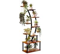 Keyzone Plant Stand Indoor with Grow Lights, 9 Tiered Plant Shelf Indoor for Plants Multiple, 160CM Tall Metal Flower Holder Stand, Large Curved Shape Plant Rack Display Shelves for Home, Patio