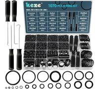 KEZE 1070 Pcs 20 Size O Rings Assortment Kit with Pick and Hook Set for Assorted Automotive Plumbing Pressure Washer Faucet Repair Air or Gas Sealing,Nitrile Rubber Resist Oil and Heat OD:4.5mm-33mm
