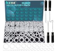 KEZE 1228 Pcs 32 Size O Rings Kit with 4pcs Precision Pick and Hook Set for Automotive or Motorcycle Faucet Plumbing Sealing Repair,Air or Gas Connections OD:4mm-32mm