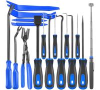 KEZE 17 Pcs Hook and Pick Set Auto Trim Removal Tool Kit,Clip Plier Remover Tool Gasket Scraper Telescoping Magnetic Pickup for Automotive Repair and Car Body Door Panel Fastener Removal