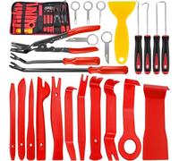 Keze 24Pcs Trim Removal Tool Set with Pick & Clip Removal Tool, Sticker Scraper, Automotive Plastic Pry Tool, Car Panel Door, Stereo, Fastener Remover Kit, for Auto Interior, Molding, Dash(Red)