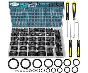 KEZE 32 Size 1380 Pcs Metric Rubber O Rings Assortment Kit with 4 Pieces O Rings Remover Tools Set for Assorted Tap Plumbing Automotive Repair Air or Gas Sealing ID 3mm-50mm