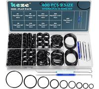 Keze 400pcs O-Ring Flat Face Hydraulic Fittings 9 Sizes Buna-N 70a O-Ring Seal Kit for Hydraulic Fitting, Cylinders, Hydraulic Fittings
