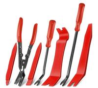 Keze 7 Pcs Auto Plastic Trim Removal Pry Tool & Clip Plier Remover Kit for Removal Car Body Upholstery Door Panel Dashboard Automotive Push Rivets Fasteners-Red