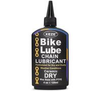 KEZE Bike Chain lube C3 Dry Lube Ceramic PTFE Bicycle Lubricant Oil Protects Against Wear, Reduces Friction, Reduce Noise & Chainsuck, Formulated for Dry and Dusty Weather Conditions, 120 ml