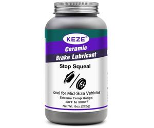 KEZE High Temp Ceramic Brake Parts Lubricant Extreme Brake Grease/Lubricant for Caliper Pin Pad Parts Assembly Automotive Prevents Seizing Stops Squeaking, 226g Brush Top Can