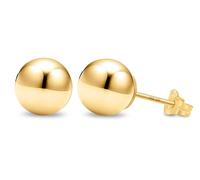 KEZEF 14K Yellow Gold-Filled Ball Earrings for Women - Gold-Filled Ball Stud Earrings - 8mm Ball Studs