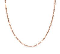 KEZEF 18k 2mm Rose Gold Plated 925 Sterling Silver Chains Italian Figaro 20 Inch Choker Chain Solid Silver Necklace for Women Mens