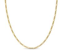 KEZEF Gold Plated Sterling Silver Figaro Chain Link Necklace Italian 2mm 24 Inch