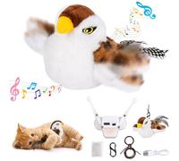 Kezlume Cat Toys Rechargeable Flapping Bird Sparrow, Lifelike Chirp Tweet, Touch Activated Kitten Toy Interactive Cat Exercise Toys Kicker Catnip Toys