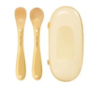 Kezude Silicone Spoons - 2-Pieces Ergonomic Small Food-Grade Scoop with Storage Case | Mixing Spoons | for Weaning Eating Teething Daycare Travel Liquids Purees Food
