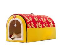 Kezvmhy Indoor Dog Kennel - Cozy Pet Bed House, Soft Touch Cozy Pet Bed House New Year Theme Puppy Warm Cave Sleeping Nest Bed, Foldable 2-Way Pet House Cave with Removable Cushion for Small Medium