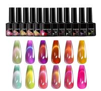 Kezvmhy Nail Polish, Girls Cat's Eye Gel Nails, Set of 12 Nail Art Supplies, Beginner to Professional for Women Wedding Party Salon