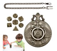 Kezvmhy Role Playing Board Game Accessories, Pocket Watch Shell Case, Fun Vintage Dice Board Game - Exquisite Playing Dice Ultimate Dice Set for Parties, Picnics, Family Gatherings