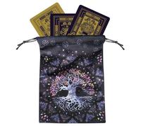 [Kezvmhy] Tarot Card Bag - Moon Phase Life Tree Print Tarot Card Holder | Soft Jewelry Storage Bag Tarot Accessories Organizer for Dice Rune Tarot Deck 5.12x7.09in