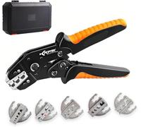 KF CPTEC 6PCS Multi-functional Wire Crimping Tool with Quick-Change Jaws for Spade, Insulated & Non-insulated Terminals, Ferrules, Solar Connectors, Coaxial Cables for Pro Electrical Repairs