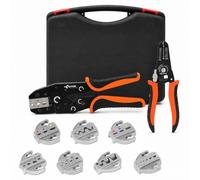 KF CPTEC Crimping Tool Set 9PCS - Ratcheting Wire Crimper Kit - Quick Change Jaw for Heat Shrink, Open Barrel, Insulated and Non-Insulated Ferrules Connectors, Wire Terminal Crimper KFN-30J
