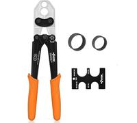 KF CPTEC PEX Clamp Tool Kit with 20 Copper Crimp Rings - 1/2’’ & 3/4’’ PEX Crimping Tool with Go/No-Go Gauge, ASTM F1807 Compliant, Chrome-Plated Jaw for Plumbing Installation & Repair