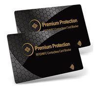 KF-Premium RFID Blocking Cards (2 Pack) - Ultra Thin Debit & Credit Card Protector for Men & Women - Contactless NFC Card Blocker - Wallet Defender Prevents Fraud & Identity Theft (Gold)