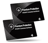 KF-Premium RFID Blocking Cards & Passport Sleeve (2 Pack) - Ultra Thin Protector for Credit, Debit & Passport - Contactless NFC Blocker - Prevents Fraud & Identity Theft (Black)