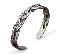 KF-Premium Thai Handmade Mens Bracelet Vintage Open Bangle Twisted Cuff (Tribal Fish Pattern Cuff)