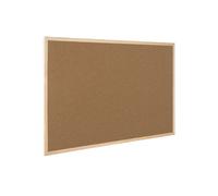 KF03566 Lightweight Cork Noticeboard 400x600mm - Wood Frame, Easy Mounting - Includes Wall Fixing Kit & 6 Push Pins